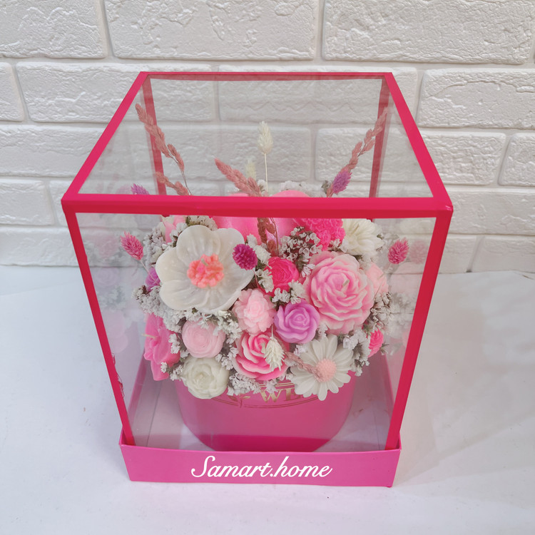 باکس گل شمع با روکش پلکسی