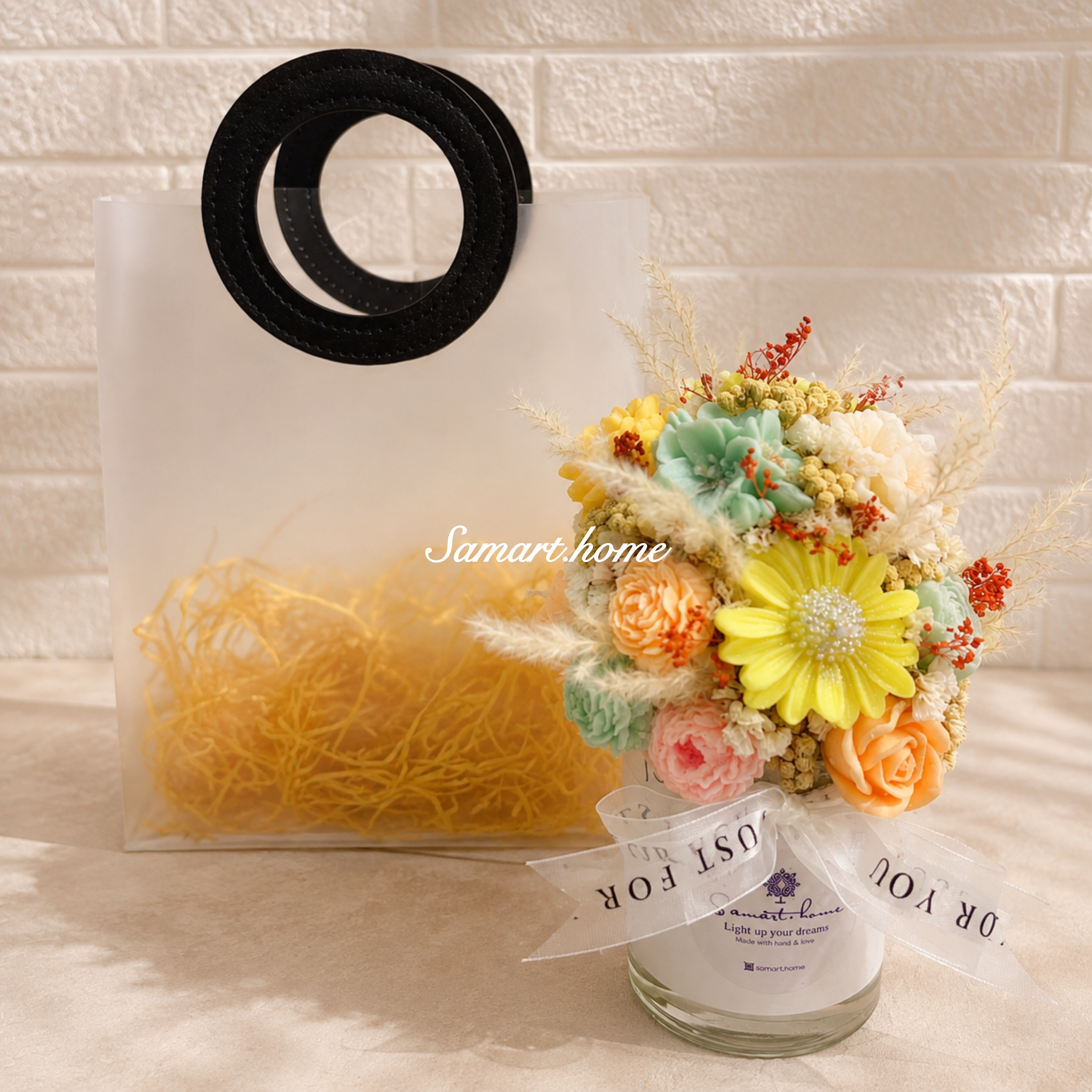 باکس گل شمع معطر و دستساز با تِم رنگی- خرید مستقیم از تولیدکننده